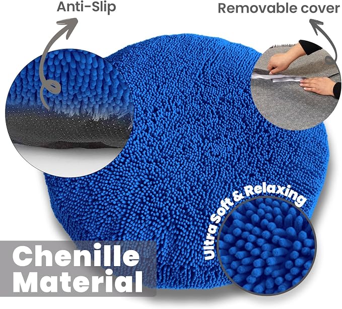 Muddy Mat®Cloud K-9 Bed for Dogs & Cats, Soft & Relaxing Donut Dog Bed, Chenille Material, Removable Cover, Washable & Dryer Safe–Navy Blue Medium(35'x35')