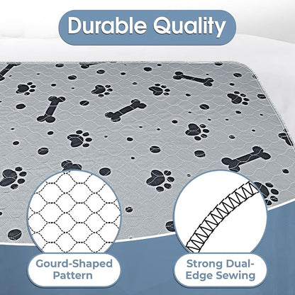 Washable Pee Pads for Dogs 2 Packs 36’’ x 48’’ Reusable Puppy Pads Waterproof Pet Mat Heavy Absorbent Leakproof Dog Playpen Mat for Crate, Whelping and Indoor Potty Training