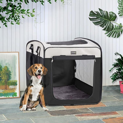 Dog Kennels and Crates for Medium Dogs, Portable Pop Up Indoor Pet Cage with Sturdy Wire Frame, Collapsible Travel Crate Soft Sided Cat Bag Escape Proof (Black, 36.0" L x 23.0" W x 28.0" H)