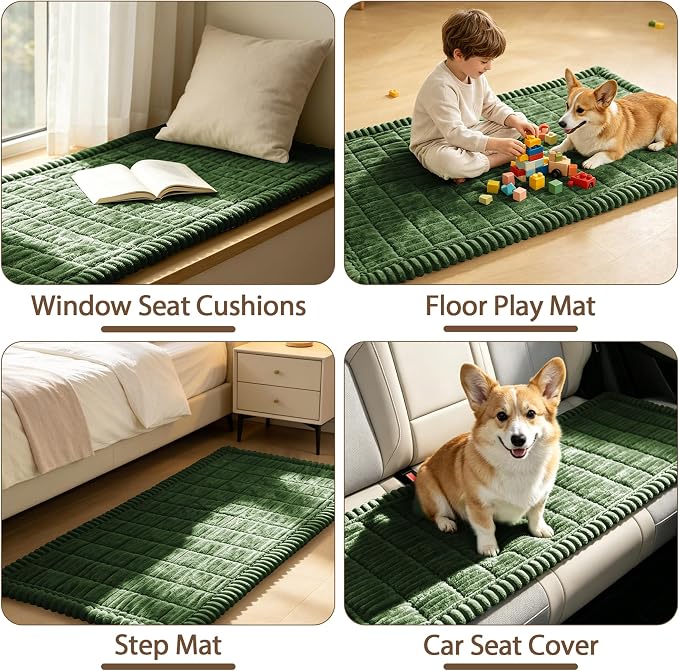 FUANGUI Waterproof Couch Cover Sofa Cover for Dogs and Pets Sofa Protector | Non-Slip Washable Fuzzy Soft Cat Bed Sofa Slipcover for 2-3 Cushion Couch Sofa Pet Friendly, Dark Green, 27.6" x 59.1", 1 pcs