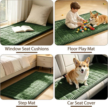 FUANGUI Waterproof Couch Cover Sofa Cover for Dogs and Pets Sofa Protector | Non-Slip Washable Fuzzy Soft Cat Bed Sofa Slipcover for 2-3 Cushion Couch Sofa Pet Friendly, Dark Green, 27.6" x 59.1", 1 pcs