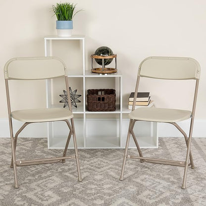Flash Furniture Hercules Series Plastic Folding Chair - Beige - 4 Pack 650LB Weight Capacity Comfortable Event Chair-Lightweight Folding Chair