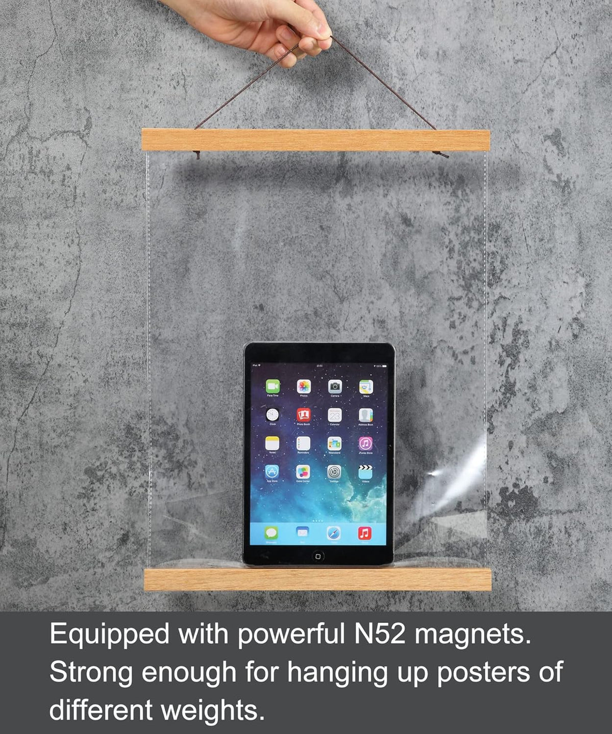 FALAMON Magnetic Poster Hanger Frame, 42x30 42x28 42x24 Teak Wood Magnet Poster Frame for Posters, Prints, Photos, Pictures, Maps, Scrolls, and Canvas Artwork