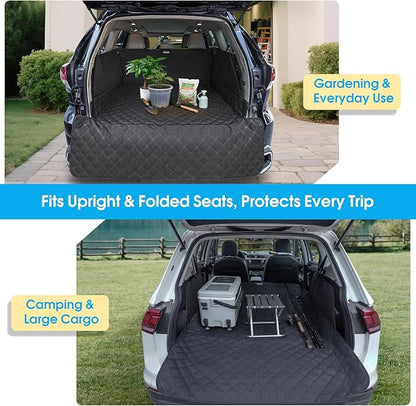 ALLANSING SUV Cargo Liner for Dogs - Heavy-Duty 900D Oxford Waterproof Pet Cargo Protector with 3-Sided Zippered All-Round Protection & TPU Suction Cups, Fits Compact SUVs