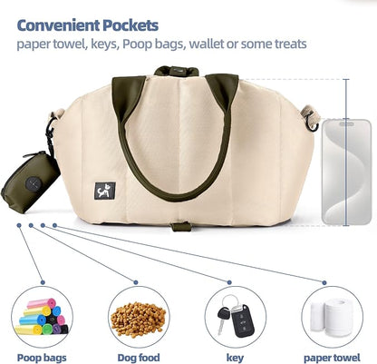 Small Dog Carrier Purse, Portable Pet Carrier Tote Carrier with Pockets, Adjustable Safety Leash, Waterproof Dog Travel Bag, Travel Pets Purse up to 4 Lbs, Cream Beige