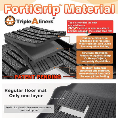 TripleAliners for Tacoma 2024 2025 2026 | Floor Mats First Row ONLY | for Double Cab & Access Cab All Weather Liners Compatible with 2024+ Toyota Tacoma Accessories (Fit Auto Trans), 2PC