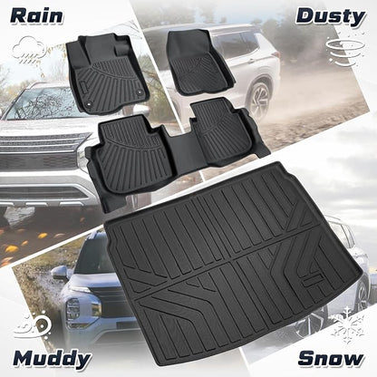 Sunsdrew Floor Mats for 2023-2025 2026 Honda CR-V (Include Hybrid), All Weather Floor Liners & Rear Trunk Mat for CRV Accessories, TPE Rubber, Raised Edge (Trunk Deck in Upper Position)