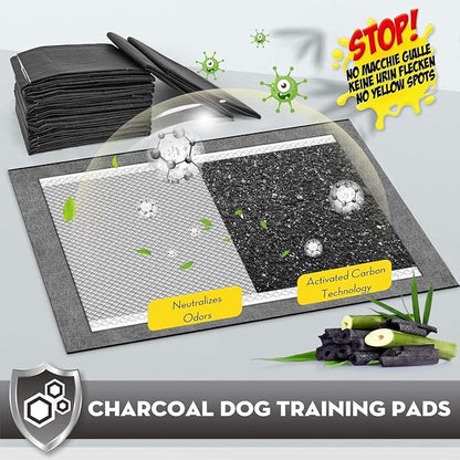 CROCI Charcoal Pee Pads for Dogs Odor Control Leak Proof 22x22in 50Ct | Super Absorbent Puppy Pads with Adhesive Tabs, Heavy Duty, Dog Potty Training, Quick-Dry Surface, Disposable