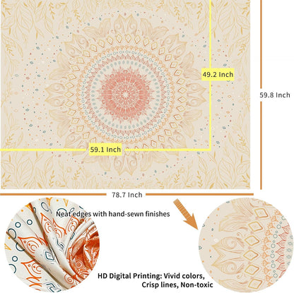 Damanse Floral Tapestry Wall Hanging Cute,Boho Wall Tapestry for Bedroom Aesthetic,Mandala Living Room Decor for Teen Girls (Yellow, 59.8"x78.7")