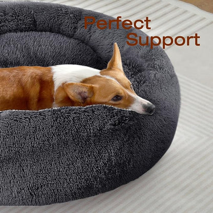 JOLLYVOGUE Dog & Cat Bed, Calming Anti-Anxiety Pet Bed for Small Dogs, Fluffy Donut Cushion for Small and Medium Pets (20")