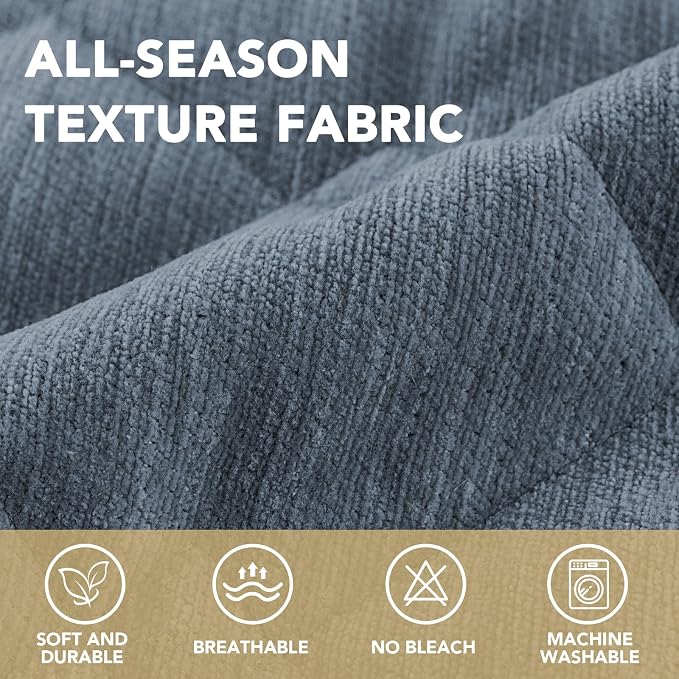 H.VERSAILTEX Chenille Couch Cover for Dogs Washable Soft Fuzzy Chaise Cover Sectional Couch Covers for L Shaped Sofa Both Left/Right Thick Pet Couch Cover Protector Non-Slip(Stone Blue, 34" x 68")