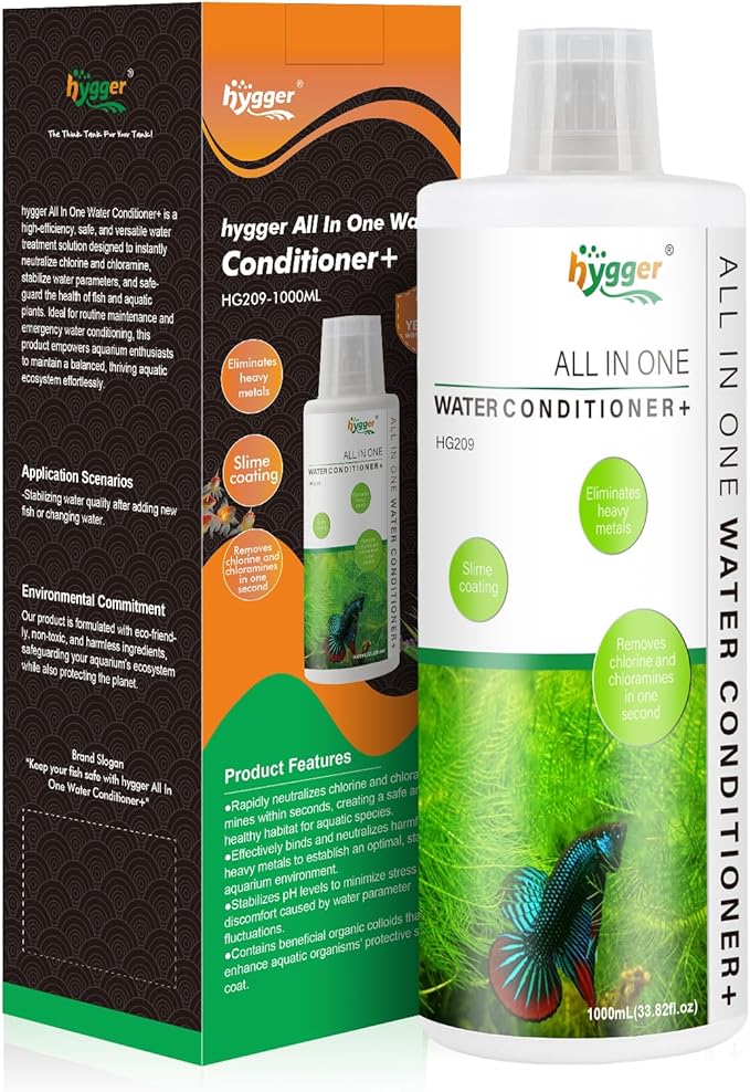 hygger Aquarium Water Conditioner for Freshwater, Neutralizes Chlorine, Chloramines, Heavy Metals, Safe for Fish and Plants, 1000 ML