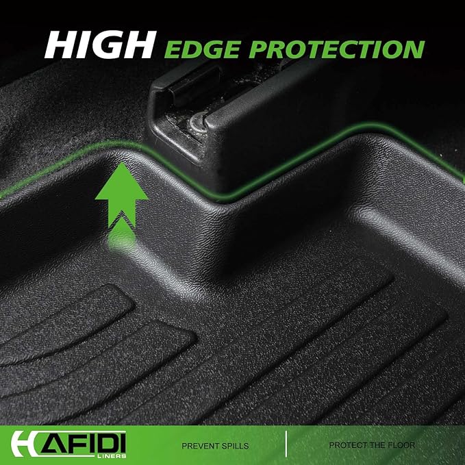 Floor Mats & Cargo Liner Custom for 2015-2020 Chevy Suburban/GMC Yukon XL (with 2nd Row Bench Seat) All Weather Protection TPE Floor Liners 1st& 2nd& 3rd Row Full Set Accessories-Black