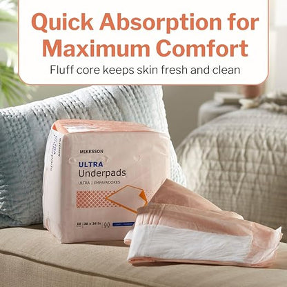 McKesson Underpads Bed Pads, Heavy Absorbency, 30 x 36 in, 60 ct | Chux Pads for Adults and Elderly, Baby Changing, Pee Pad for Pets