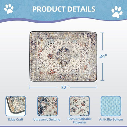 SCLOSE Washable Pee Pad for Dogs, 32" x 24" Reusable Puppy Pads Waterproof Dog Rugs, Super Absorbent, Leakproof, Dog Crate Pad, Playpen Mat, Whelping Pads, Vintage Medallion