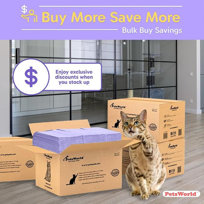 PetsWorld Universal Fit Cat Pad Refills for Litter Box, Fresh Scent, Odor Control, Pack of 100
