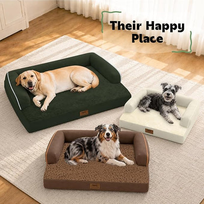 XXL Orthopedic Waterproof Dog Bed with Bolster for Extra Large Dogs | Pillow Support for Neck Relief, Egg Crate Foam, Waterproof Liner, Anti-Slip Bottom, Removable Bolster Cover, 45 x 35 Inch