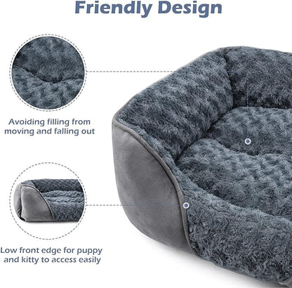X-Large Dog Bed for Large, Medium, Small Dogs - Rectangle, Washable, Orthopedic, Soft Calming Sleeping Puppy Bed - Durable Pet Cuddler with Anti-Slip Bottom - XL (35"x25"x10")