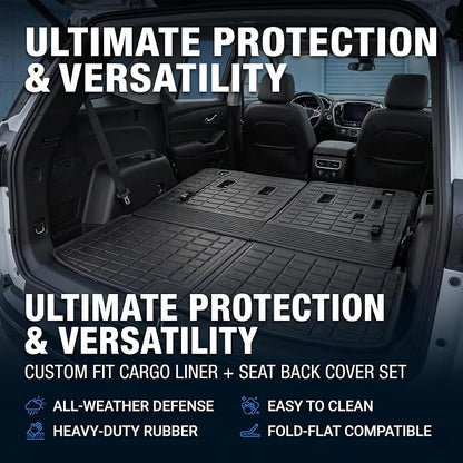 Cargo Mat for 2023 2024 2025 2026 Honda Pilot All Weather TPE Trunk Mat Cargo Liner Back Seat Cover for Pilot Car Accessories (2-in-1 Trunk Liner)