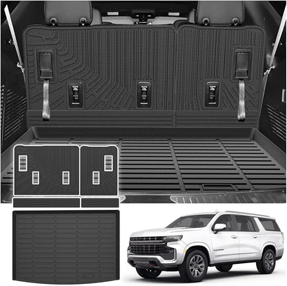 Cargo Liner for Chevy/Chevrolet Suburban & GMC Yukon XL 2021-2025 2026, All Weather Cargo Mats for Suburban Accessories, Heavy Duty TPE Trunk Mat, Car Accessories