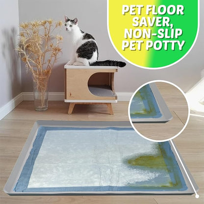 Dog Pee Pad Holder - Fits Up to 30” x 36” Pee Pad - 1 Pack - Light Grey | Stable Grip, Soft Edges, Quick Wipe Silicone Surface, Dog Pad Holder for Indoor Flooring Protection