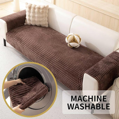 HAOMAIJIA Waterproof Couch Cover for Dogs Washable,Faux Fur Pet Couch Covers for Sofa,Soft Dog Bed Cover Non-Slip Couch Covers for 3 Cushion Couch Sofa Pet Friendly (Brown, 35" x 62" 1 Pack)
