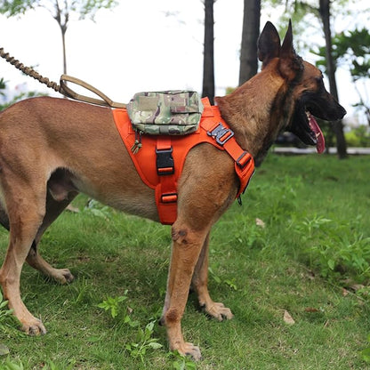 ICEFANG Tactical Dog Harness, Large Size,2X Metal Buckle,Working Dog MOLLE Vest with Handle,No Pulling Front Leash Clip,Hook and Loop Panel (Orange,L (Pack of 1))