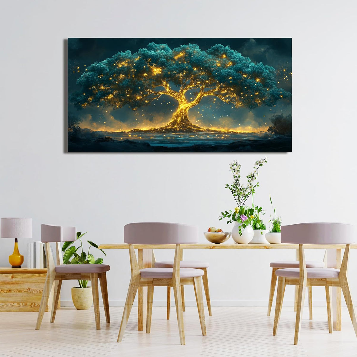 Canvas Wall Art Decor Artwork for Walls Green Wall Art Decor Tree of Life Wall Art for Living Room Wall Art Paintings Prints Gold Tree Wall Decor Art Art Work for Room Home Office Wall Decor 24" X 48"