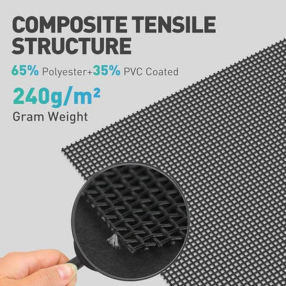 Pet Proof Window Door Screen Roll,37.4INx16.4FT Polyester Window Screen Mesh,Heavy Duty Screen Replacement Kit for Window, Door,Pet,Patio,Porch (18x16 Mesh)