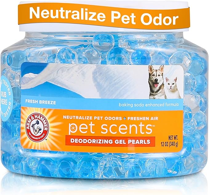 Arm & Hammer for Pets Air Care Pet Scents Deodorizing Gel Beads, Pet Odor Eliminator for Rooms Closets and Small Spaces with Long Lasting Odor Control, Fresh Breeze Scent, 12 oz