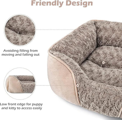 Large Rectangle Orthopedic Dog Bed for Medium Small Dogs, Washable Soft Calming Puppy Sleeping Cuddler With Anti-Slip Bottom L(30"x24"x9")