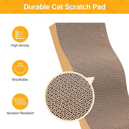 Poils bebe 5 PCS Cat Scratcher with Box, Reversible Cat Scratchers for Indoor Cats, Cardboard Cat Scratcher with Catnip, 2 Curved and 3 Flat Boards for Scratching Bed