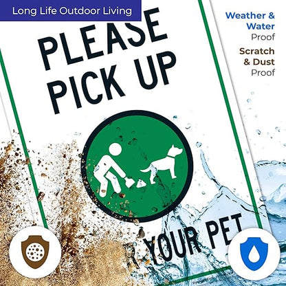 Clean Up After Your Dog Sign, Please Pick Up After Your Pet Sign, 10x14 Inches, Rust Free .040 Aluminum, Fade Resistant, Made in USA
