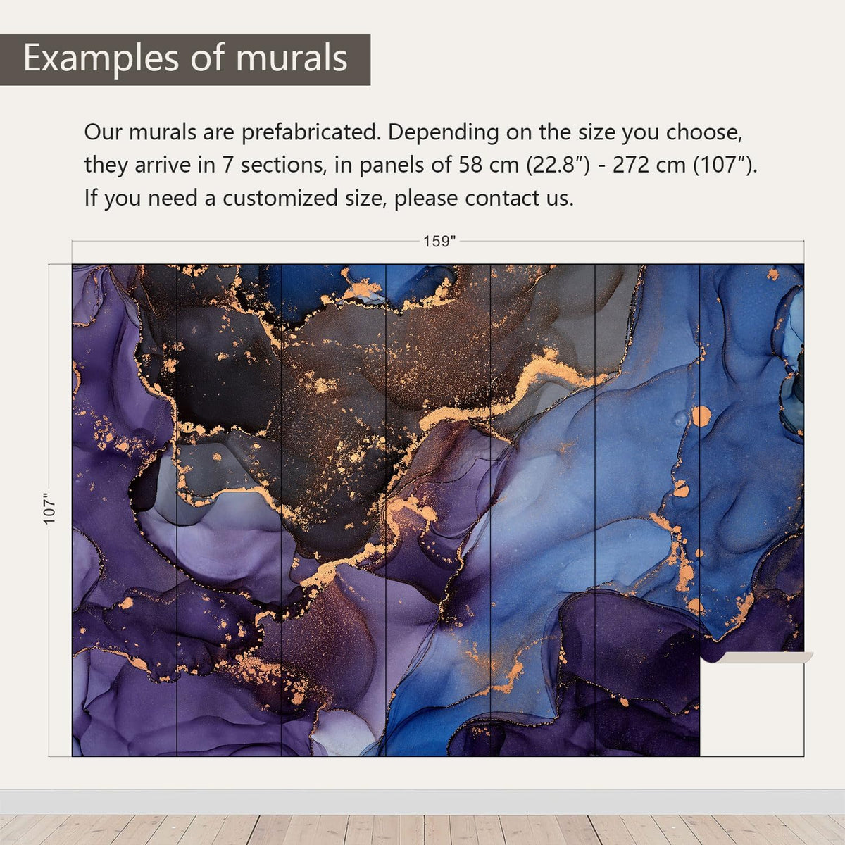 AFZEVEB-Abstract Art Purple Marble Wallpaper Wall murals for Bedroom 159"x107" (Not Peel and Stick)