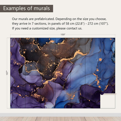 AFZEVEB-Abstract Art Purple Marble Wallpaper Wall murals for Bedroom 159"x107" (Not Peel and Stick)