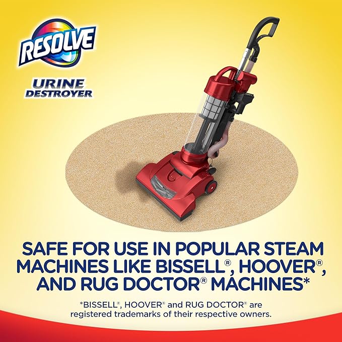 Resolve Urine Destroyer Carpet Cleaning Machine Formula, Safe for Bissell, Hoover & Rug Doctor, Carpet Cleaner, Carpet Cleaner Solution, 96 OZ