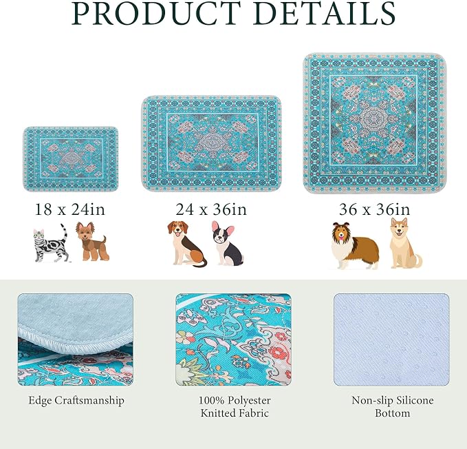 Homimp Washable Pee Pads for Dogs, 4 Pack Reusable Puppy Pads, Absorbent and Leakproof Dog Pee Pads, Non Slip Puppy Training Pads, Pet Mat for Floor, Crate, Couch, Whelping, 24"x36"
