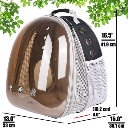 Front Expandable Cat Backpack Carrier, Fit up to 20 lbs, Polarized Tinted Brown Bubble Window Pet Carrier Backpack for Large Fat Cat and Small Puppy