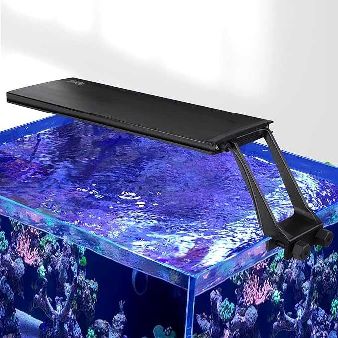 hygger Clip On 24/7 Saltwater Aquarium LED Light, 22W Sunrise-Daylight-Moonlight Mode and DIY Mode, Adjustable Timer Adjustable Brightness Fish Tank Light with 7 Colors for Coral Marine Tank