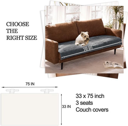 Dual Non-Slip Couch Cover for Dogs Waterproof, Fuzzy Soft Pet Couch Covers for Sofa 3 Cushion, Pet Friendly Soft Dog Bed Covers Sofa Cover Washable (Titanium Gray, 33" x 75" 1 Pack)