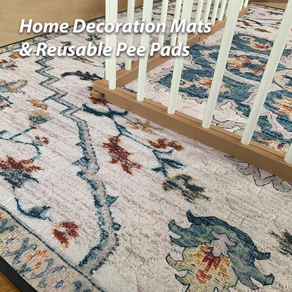 nunubaby 2PACK Washable Pee Pads for Dogs, Stylish, Non-Slip and Leak-Proof Pee Pads. Reusable Potty Pads for Dogs for Crates and Floors.(Beige/Floral, 72" x72" )