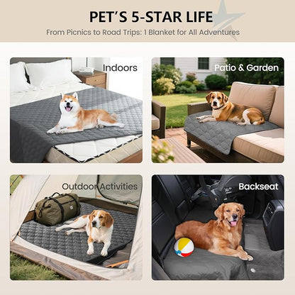 gogobunny Waterproof Dog Blankets for Large Dogs, Pet Bed Cover Breathable | Washable Pee Pads, Quilted Throw Blanket, Furniture Protector for Couch Sofa Bed Car, 82x82 Inch Dark Grey