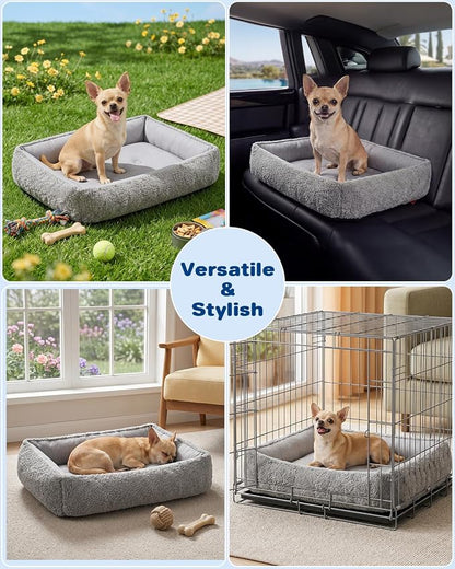 Cooling Dog Bed for Small Medium Dogs - Reversible Design (Ice‑Silk Cooling Layer | Sherpa Fleece Layer), Washable Dog Cooling Mat for Crates, Beds, Sofas 20" × 14"