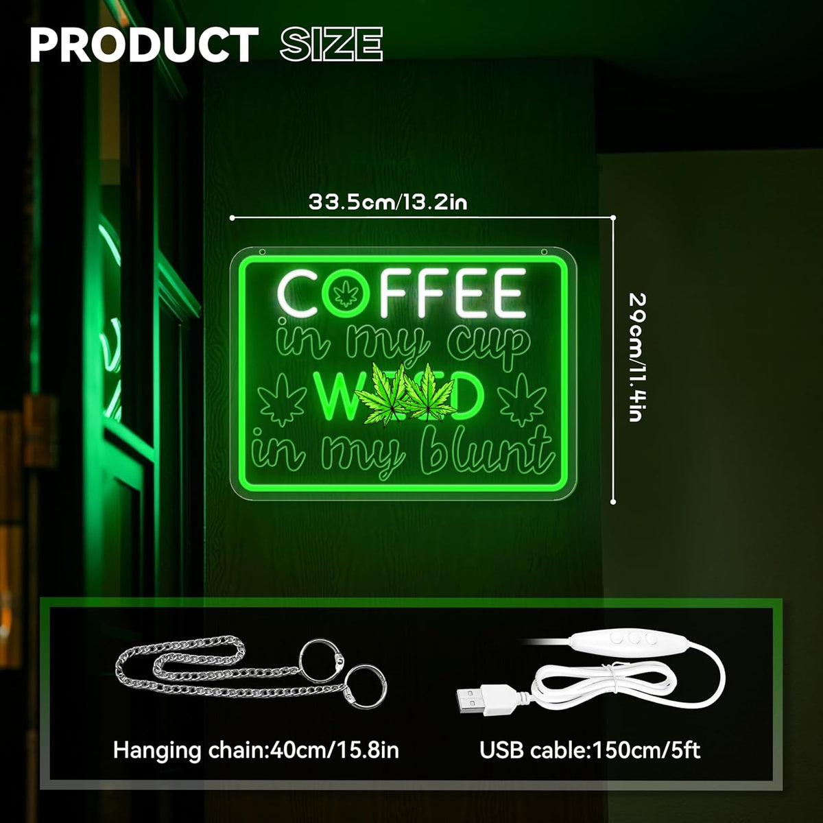 Coffee Neon Sign, Leaf Neon Signs for Wall Decor, Dimmable Acrylic Neon Lights for Coffee Bar Coffee Shop Bar Pub Club Bistro Man Cave Restaurant Game Room Hotel