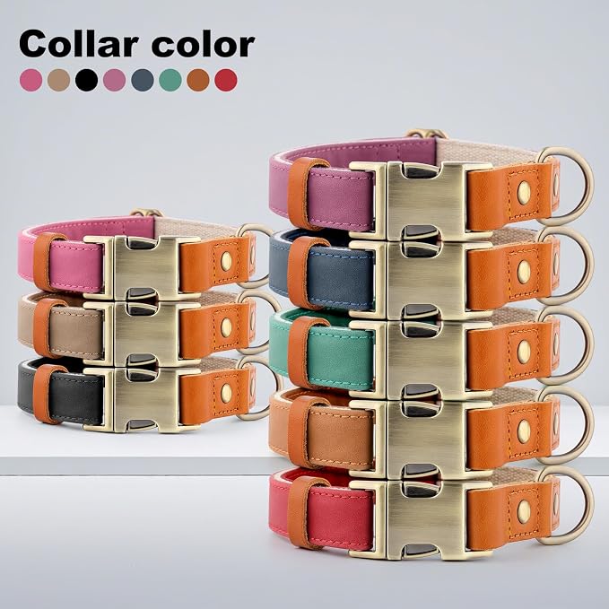 Plutus Pet Genuine Leather & Hemp Dog Collar – Adjustable Heavy Duty Pet Collar with Quick Release Metal Buckle, Soft & Stylish for Puppy and Small, Medium, Large Dogs (Blue, XS)