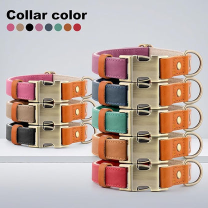 Plutus Pet Genuine Leather & Hemp Dog Collar – Adjustable Heavy Duty Pet Collar with Quick Release Metal Buckle, Soft & Stylish for Puppy and Small, Medium, Large Dogs (Purple, M)
