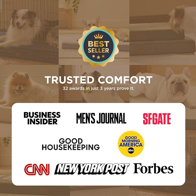 Bedsure XL Dog Bed for Crate, Pet Bed with Washable Cover, 41x27 Inch Brown | Orthopedic Egg Crate Foam, Flat Rectangle Sherpa Mat, Non-Slip Bottom, Comfy Removable Cover, For Extra Large Pets ≤ 65 lbs