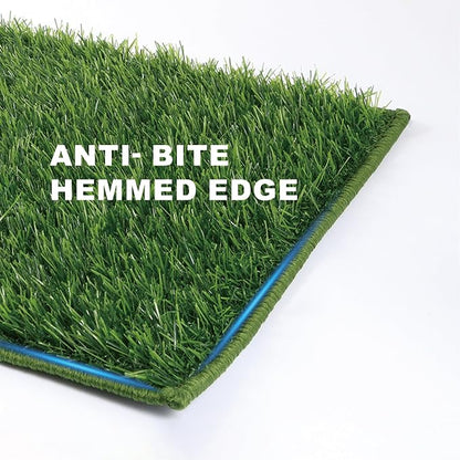 HQ4US 4LEGS Grass Pee Pads for Dogs Potty, Artificial Grass Patch Odor Free | 2PCS Fake Grass with Fully Permeable Backing for Fast Drainage, Indoor Potty Grass Hemmed Edge Turf, Easy Clean