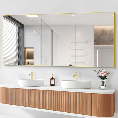 36x72inch Bathroom Mirror, Gold Rectangle Mirror with Thin Metal Frame, Large Rectangular Wall Mirrors for Bathroom, Living Roomm, Hair Salon, Big Farmehouse Mirror Hang Horizontal/Vertical