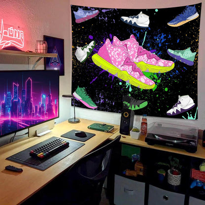 dueeia Sneaker Tapestry Wall Hanging Sneakerhead Ball Party Decorations Basketball Shoes Sports Backdrop for Teen Boys Mens Bedroom Living Room Dorm Wall Decor (59.1"x51.2")
